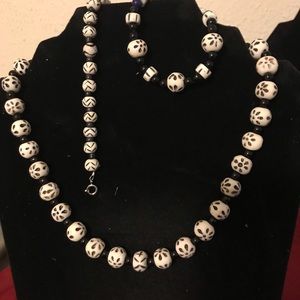 Black and white necklace and bracelets